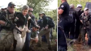 Evacuan a la presidenta de Costa Rica, Laura Fernández, durante visita a zona de minería ilegal tras escucharse una explosión: ‘Estoy bien’